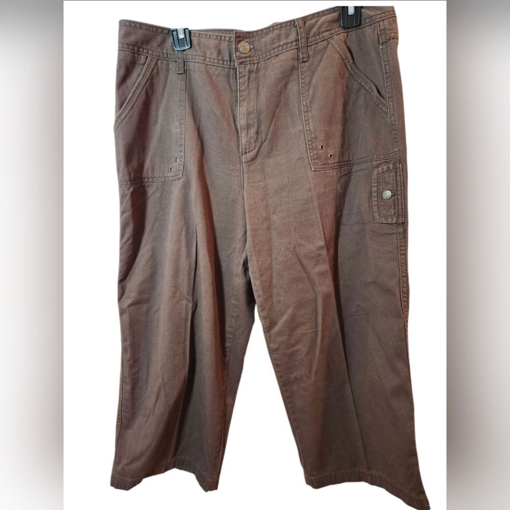 CARIBBEAN JOE Hurricane Twill Cropped Wide Leg Pants SZ 14